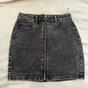 garage acid wash black denim skirt